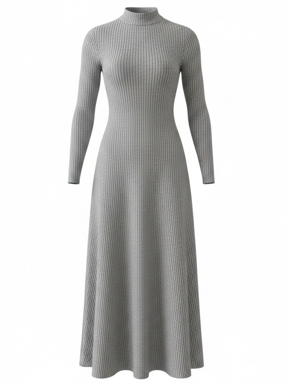 Zara Gray Rib Knit Midi Dress
